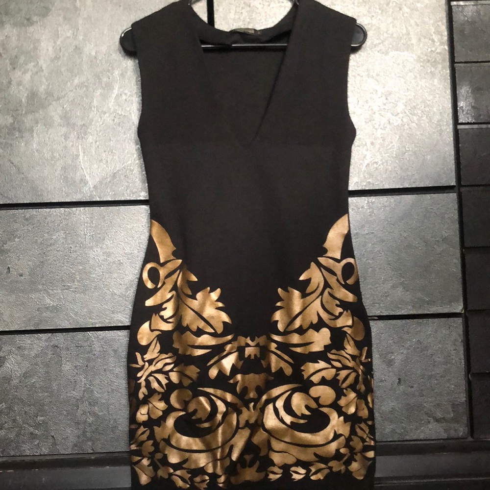Black dress with gold design